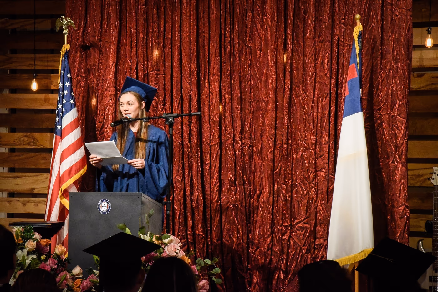 A Geneva Academy graduate delivering her address in Roseburg, Oregon