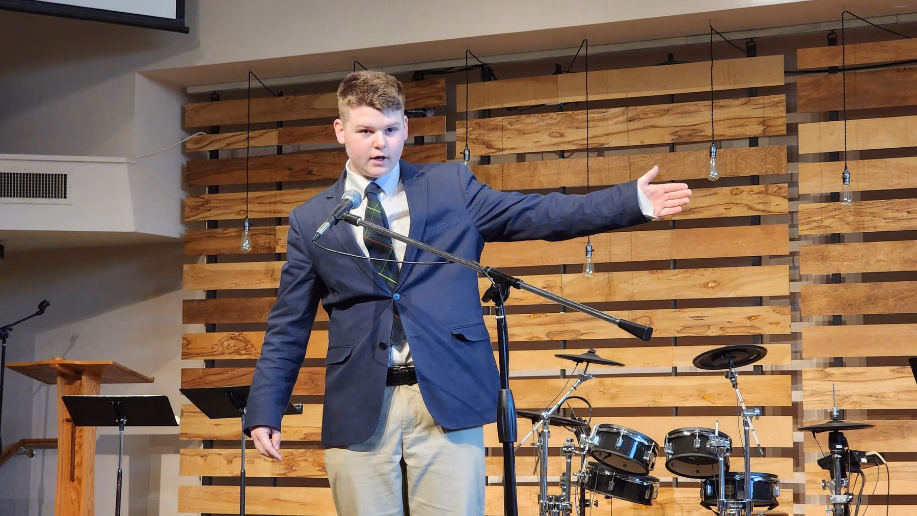 Geneva Academy student giving a speech in Roseburg, Oregon