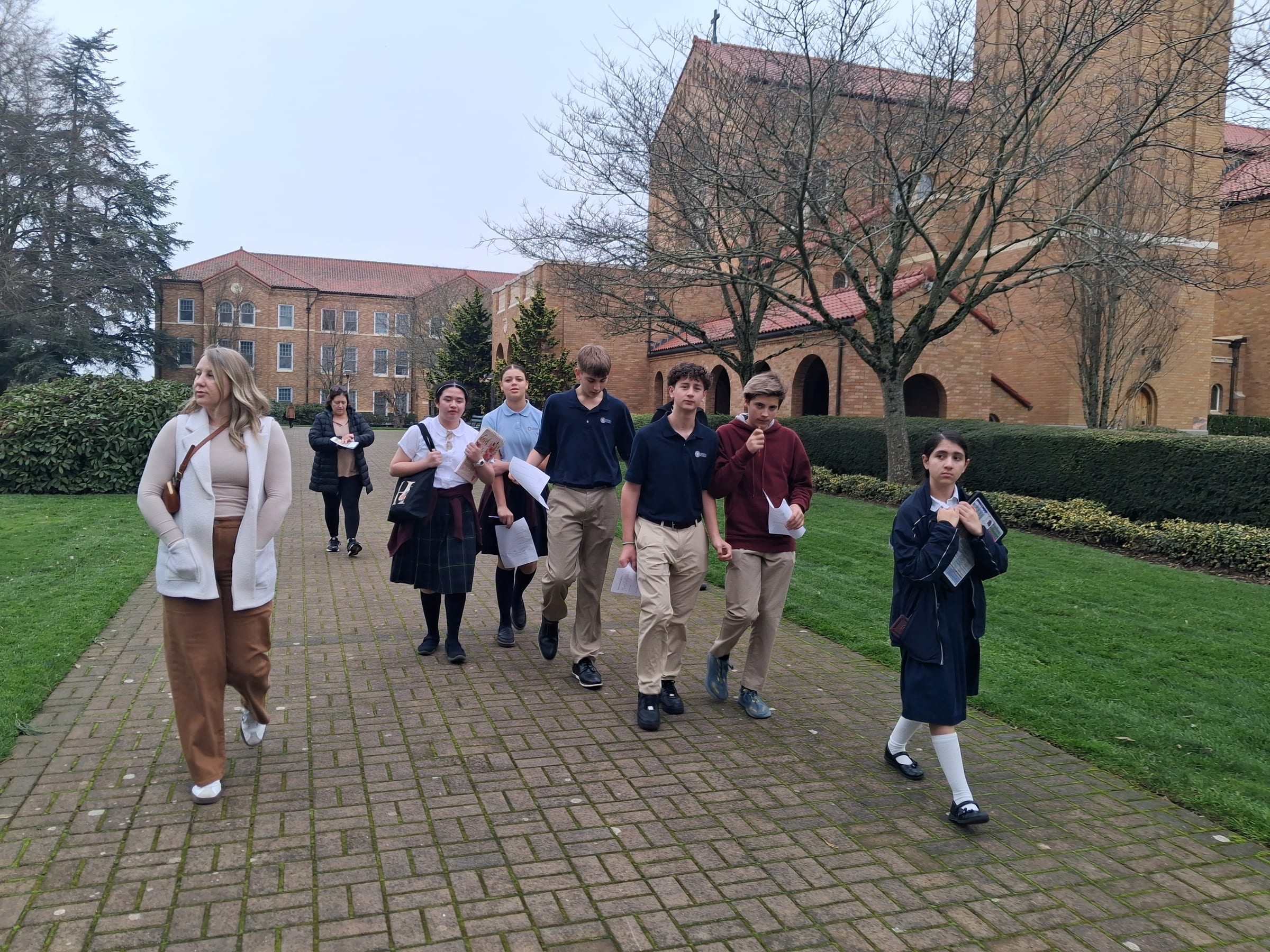 Geneva Academy students walking to class on campus in Roseburg, Oregon